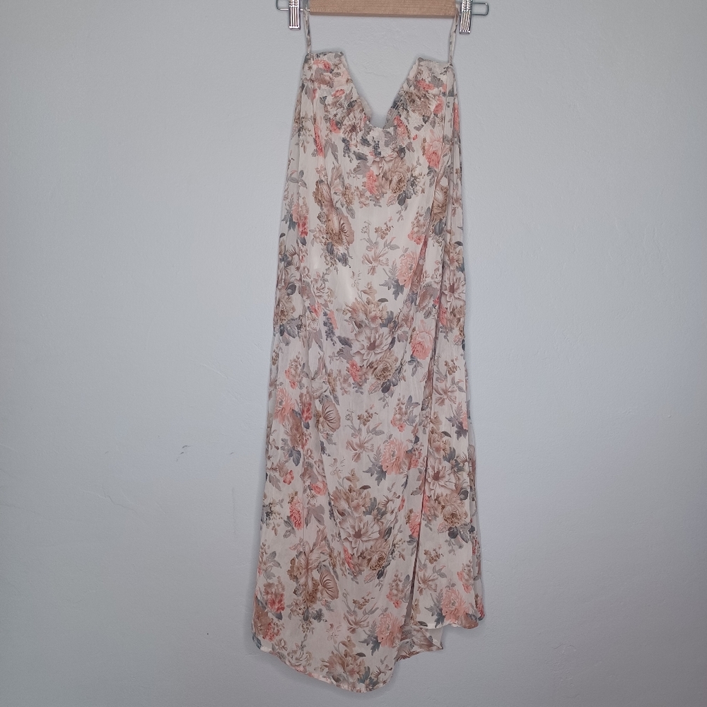 Miss Avenue, Sheer Maxi Flowy Skirt, Flower Print, Small